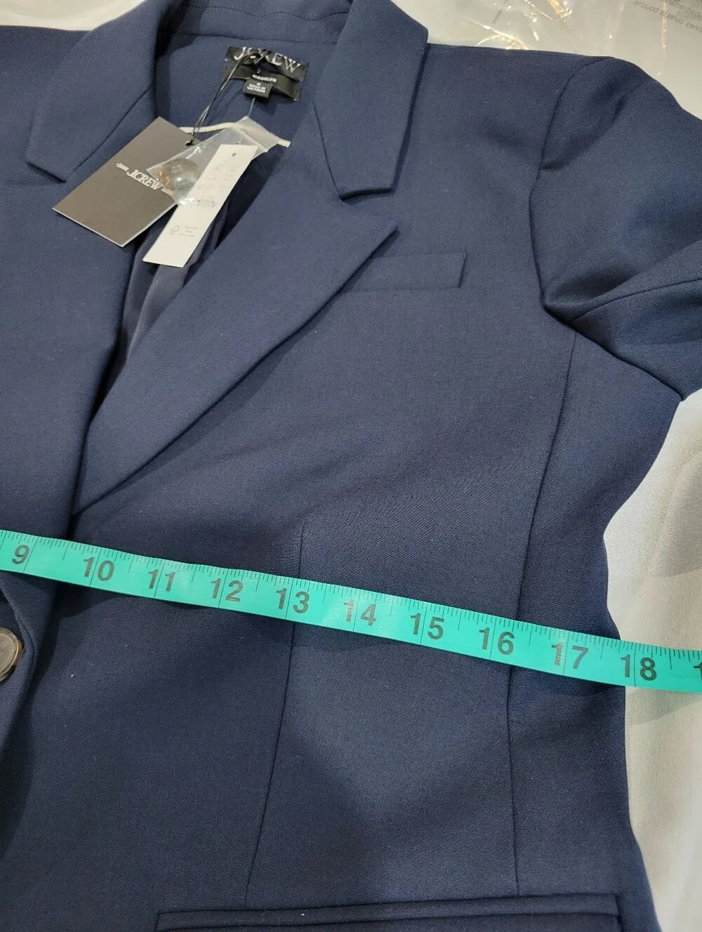 J Crew Madelyn blazer in four-season stretch Cc289 NEW! Size 8 Navy $258 Retail - Picture 9 of 9